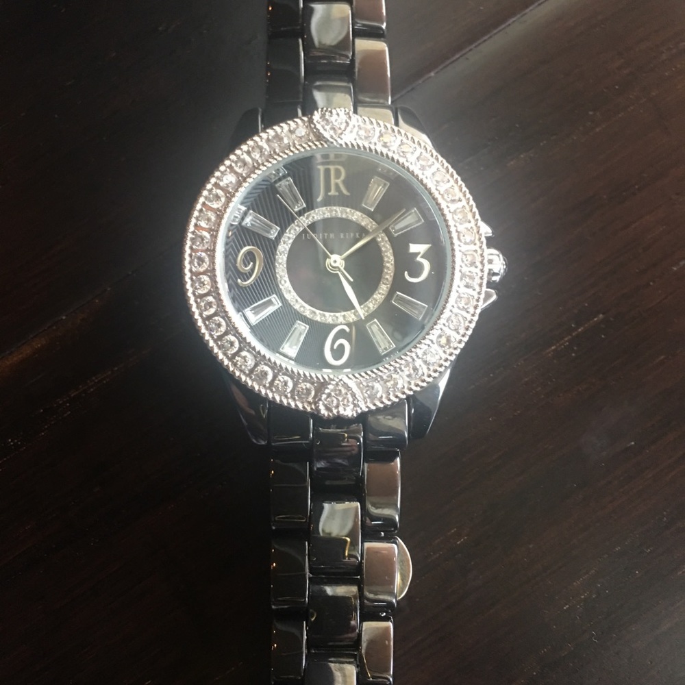 Judith Ripka Black Stainless Steel Ceramic watch